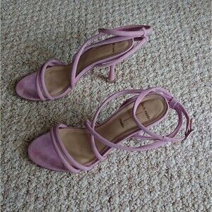 Black Suede Studio Vanessa Ankle Strap suede Sandal Violet Size 37.5